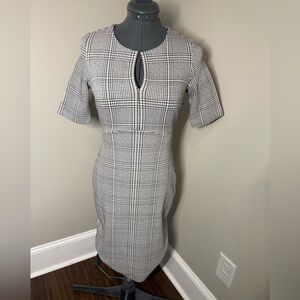 Banana Republic Black and White Plaid Midi Dress S NWT